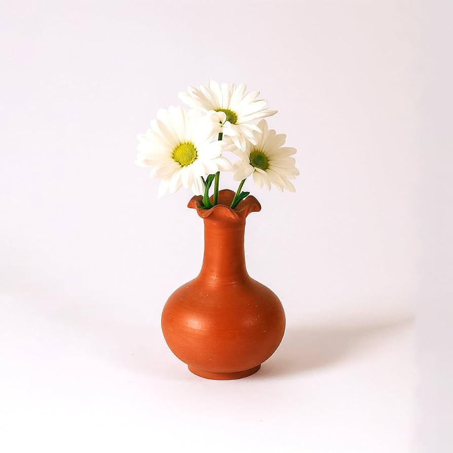 8 Inch Terracotta Clay Flower Vase